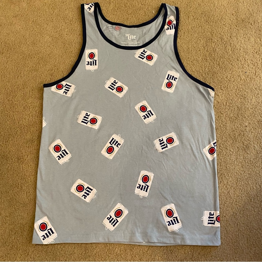 Miller Lite Men’s Small tank top sleeveless can print light blue licensed
